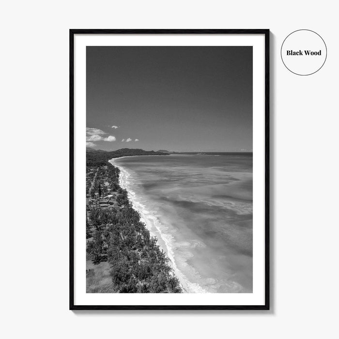 Oahu Black and White Fine Art Photo Print, Waimanalo Beach, Hawaii Aerial Poster, USA