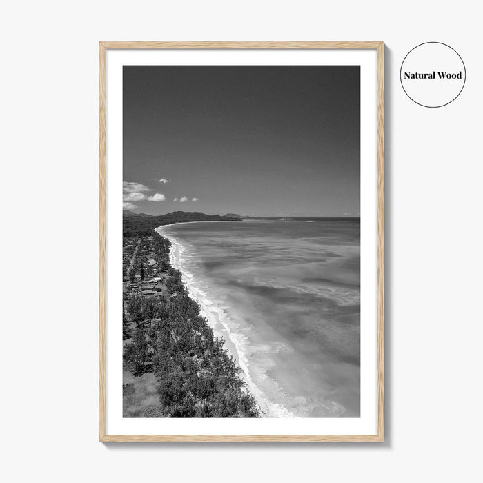 Oahu Black and White Fine Art Photo Print, Waimanalo Beach, Hawaii Aerial Poster, USA