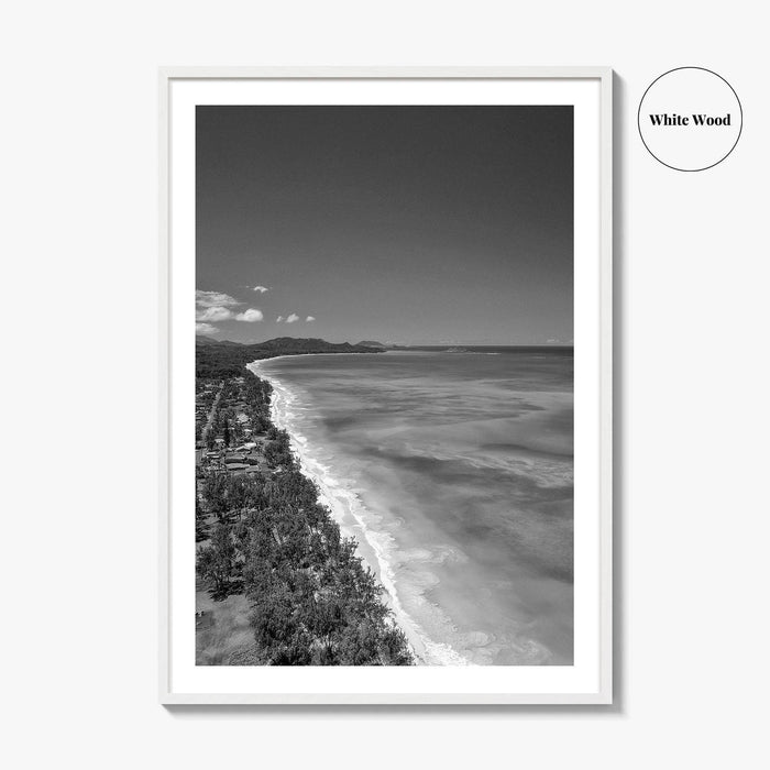 Oahu Black and White Fine Art Photo Print, Waimanalo Beach, Hawaii Aerial Poster, USA