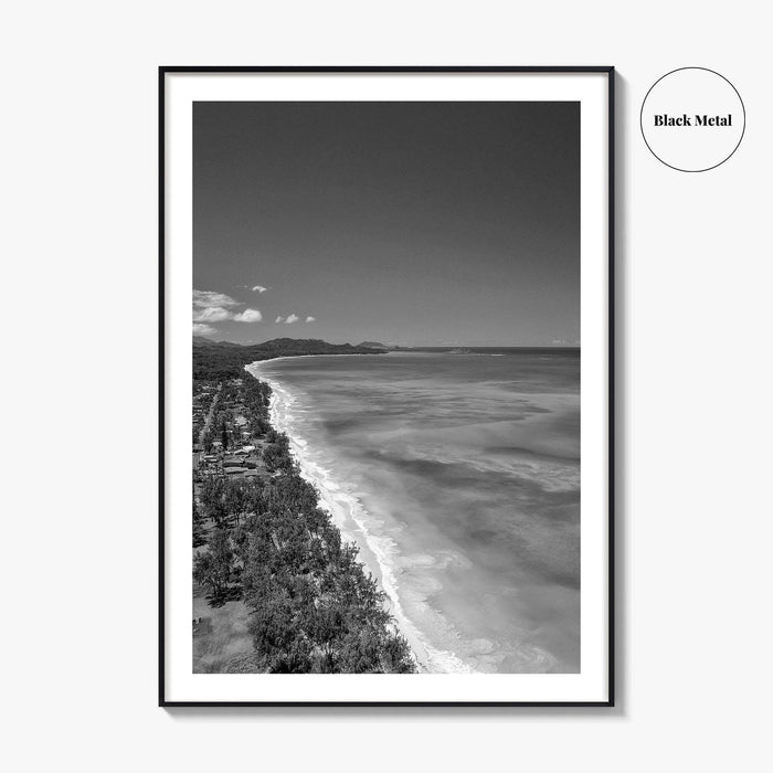 Oahu Black and White Fine Art Photo Print, Waimanalo Beach, Hawaii Aerial Poster, USA