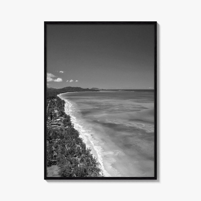 Oahu Black and White Fine Art Photo Print, Waimanalo Beach, Hawaii Aerial Poster, USA