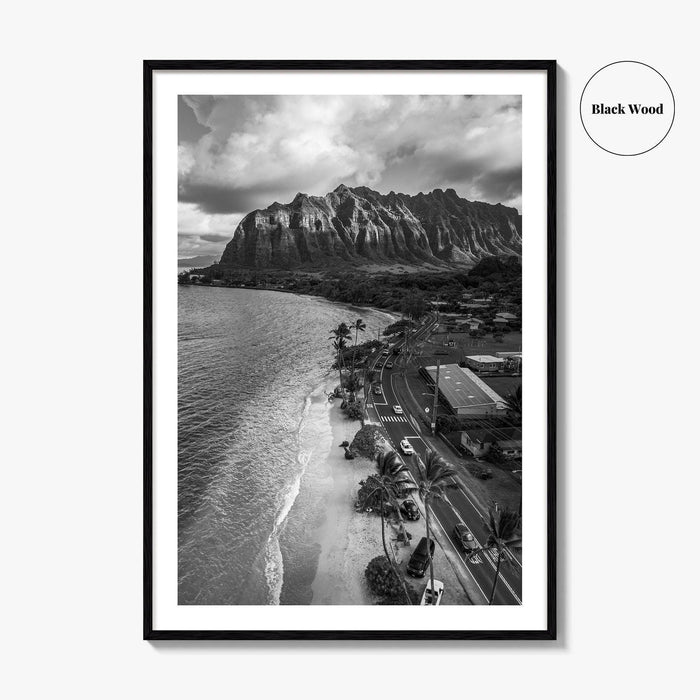 Oahu Black and White Fine Art Photo Print, Hawaii Beach Wall Decor Poster, Honolulu