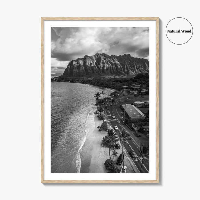 Oahu Black and White Fine Art Photo Print, Hawaii Beach Wall Decor Poster, Honolulu