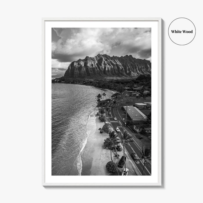 Oahu Black and White Fine Art Photo Print, Hawaii Beach Wall Decor Poster, Honolulu