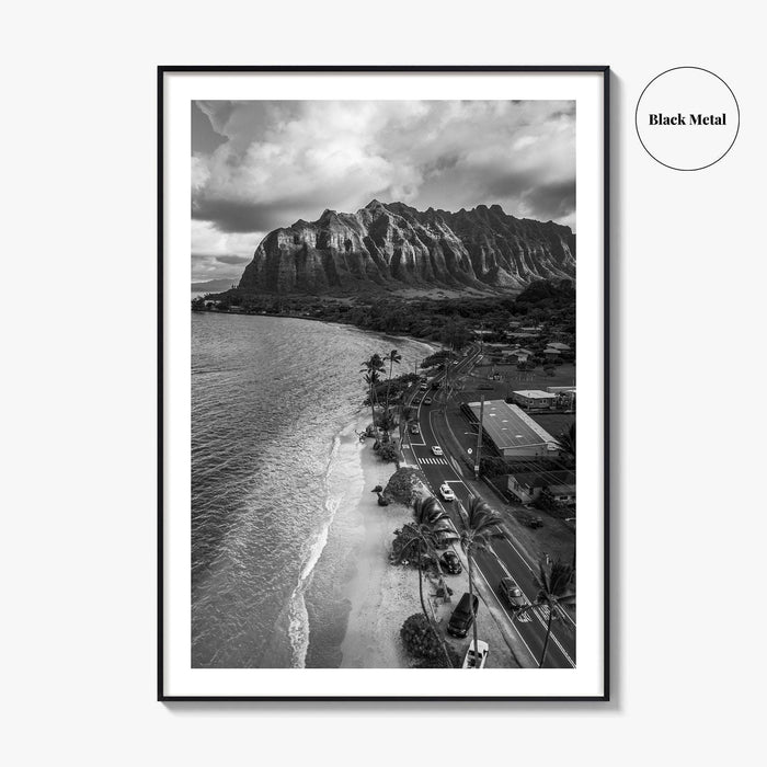 Oahu Black and White Fine Art Photo Print, Hawaii Beach Wall Decor Poster, Honolulu