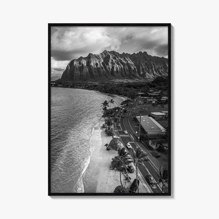 Oahu Black and White Fine Art Photo Print, Hawaii Beach Wall Decor Poster, Honolulu