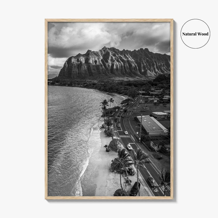 Oahu Black and White Fine Art Photo Print, Hawaii Beach Wall Decor Poster, Honolulu