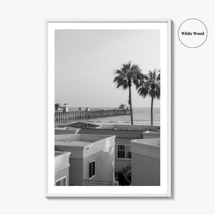 Oceanside Black and White Fine Art Photo Print, San Diego Pier Poster, California Poster