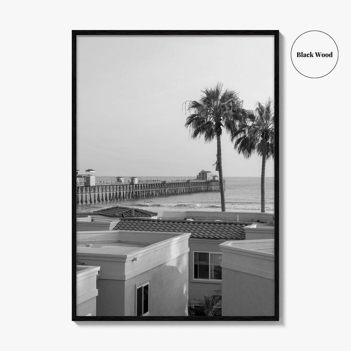 Oceanside Black and White Fine Art Photo Print, San Diego Pier Poster, California Poster