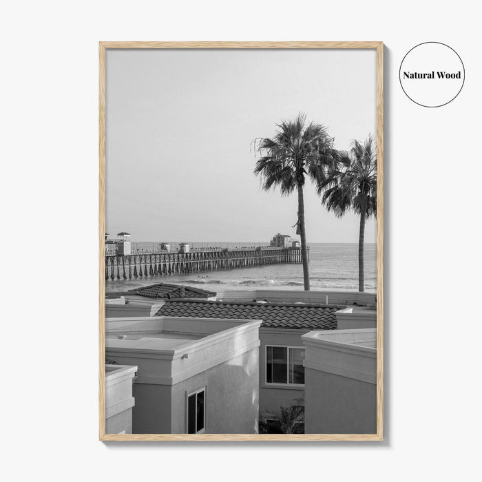 Oceanside Black and White Fine Art Photo Print, San Diego Pier Poster, California Poster