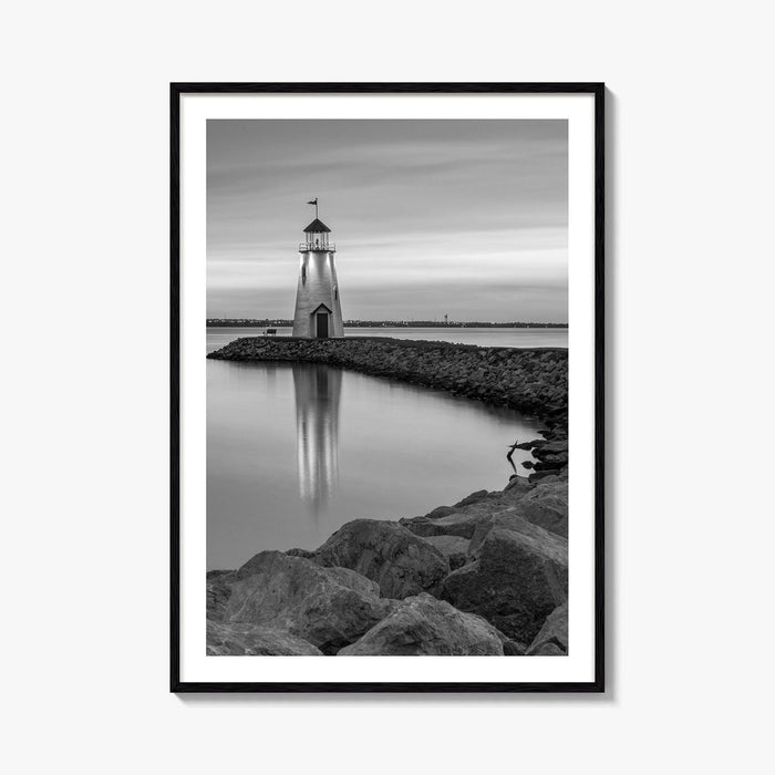 Oklahoma City Black and White Fine Art Photo Print, Lake Hefner Lighthouse, Oklahoma Poster