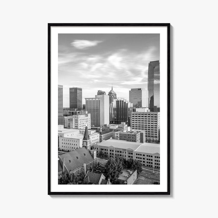 Oklahoma City Skyline Black and White Fine Art Photo Print, OKC Poster