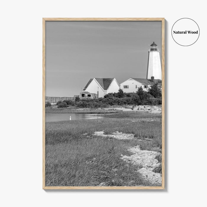 Old Saybrook Black White Fine Art Photo Print, Lynde Point Lighthouse, Connecticut USA