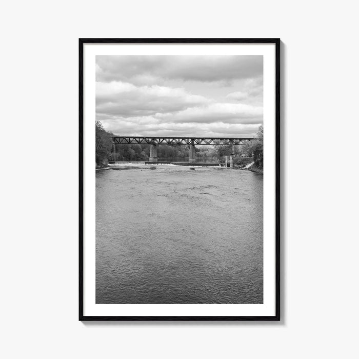 Paris Ontario Black and White Fine Art Photo Print, Grand River Bridge Canada Poster