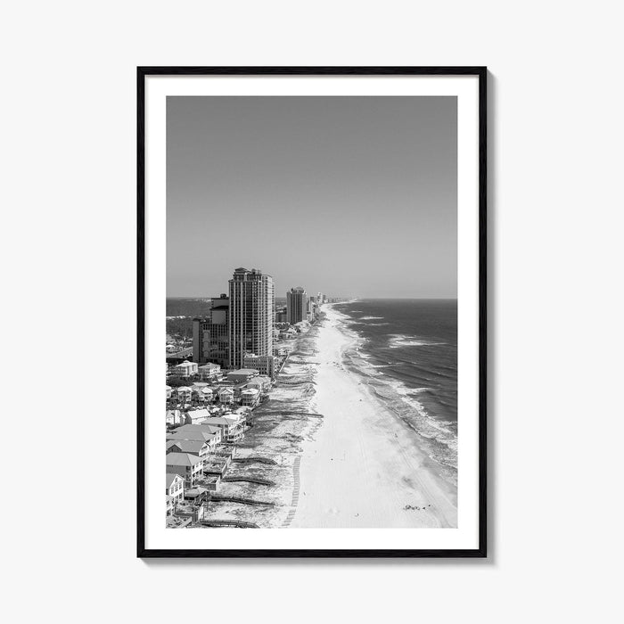 Orange Beach Black and White Fine Art Photo Print, Aerial, Alabama Poster, Gulf Shores