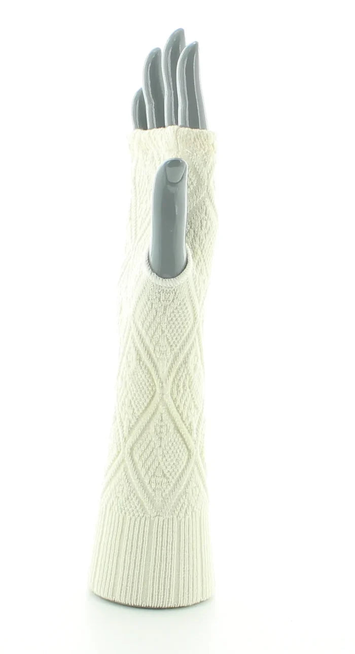 Organic wool and cotton jacquard fingerless gloves by Perrin 1924