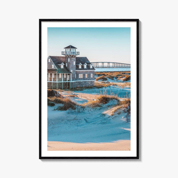 Outer Banks Fine Art Photo Print, Oregon Inlet, Bonner Bridge, Life-Saving Station, NC