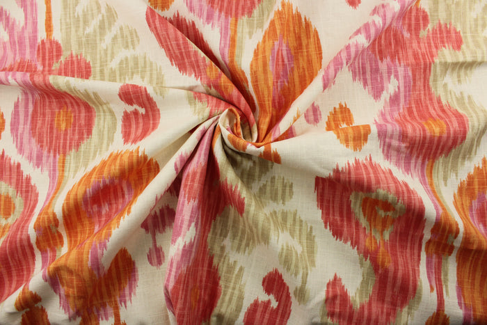 Introducing the P Kaufmann© Leelo in Fawn - a multipurpose fabric with a stunning blue gray, brown, green and off white printed ikat design. The versatile fabric is perfect for window accents (draperies, valances, curtains and swags) cornice boards, accent pillows, bedding, headboards, cushions, ottomans, slipcovers and upholstery. <span data-mce-fragment="1">&nbsp;</span>