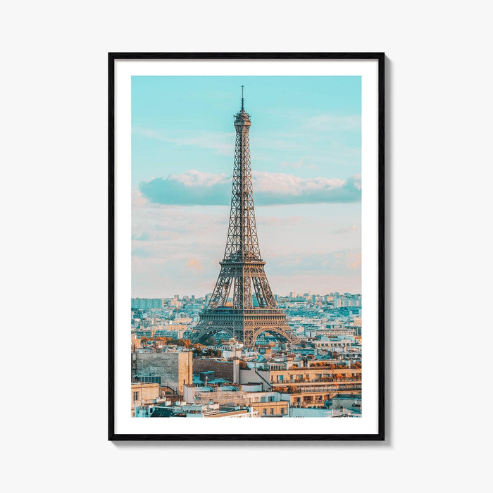Paris Fine Art Photo Print, Eiffel Tower Rooftops, France, Wall Poster