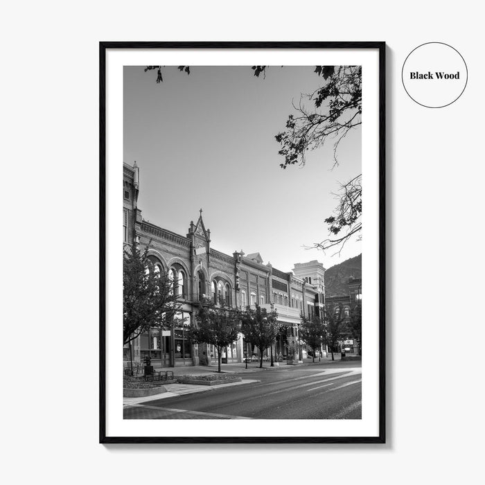 Provo Black and White Fine Art Photo Print, Utah, Downtown Center Street, Poster