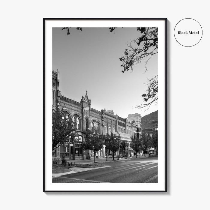 Provo Black and White Fine Art Photo Print, Utah, Downtown Center Street, Poster