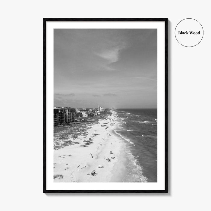 Pensacola Black and White Fine Art Photo Print, Perdido Key Beach Florida, Aerial Poster