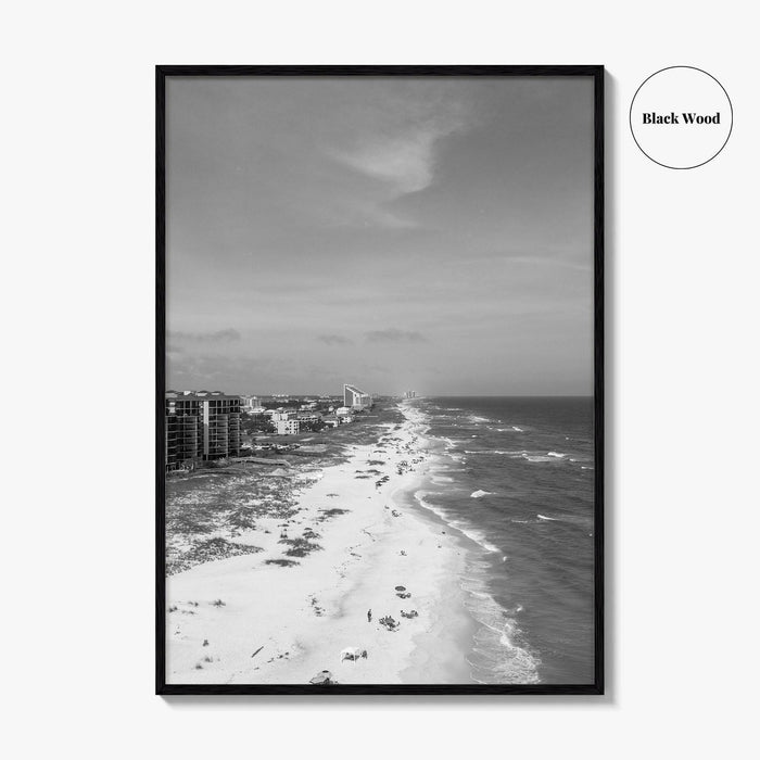 Pensacola Black and White Fine Art Photo Print, Perdido Key Beach Florida, Aerial Poster