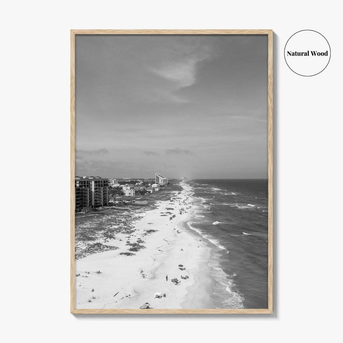 Pensacola Black and White Fine Art Photo Print, Perdido Key Beach Florida, Aerial Poster