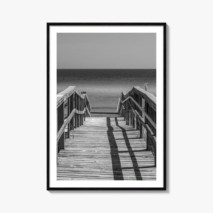 Pensacola Beach Black and White Fine Art Photo Print, Boardwalk Florida Poster