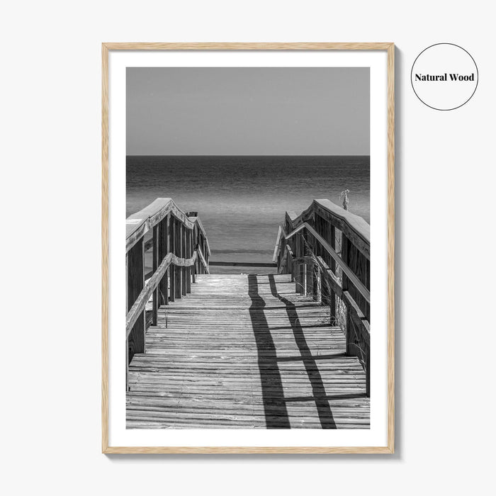 Pensacola Beach Black and White Fine Art Photo Print, Boardwalk Florida Poster