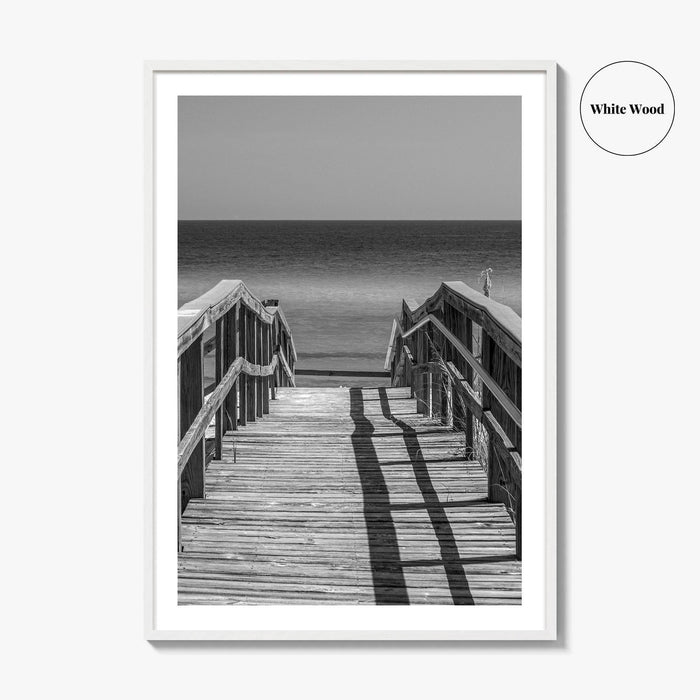Pensacola Beach Black and White Fine Art Photo Print, Boardwalk Florida Poster