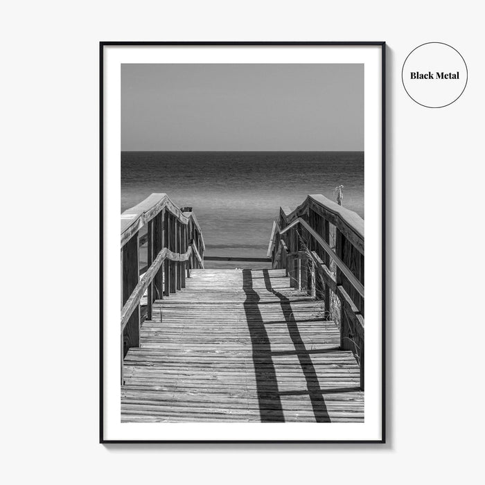 Pensacola Beach Black and White Fine Art Photo Print, Boardwalk Florida Poster