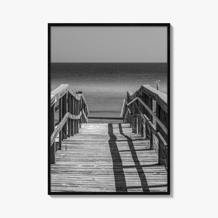 Pensacola Beach Black and White Fine Art Photo Print, Boardwalk Florida Poster