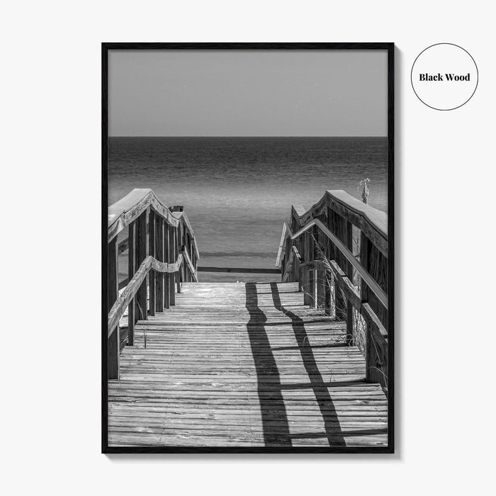 Pensacola Beach Black and White Fine Art Photo Print, Boardwalk Florida Poster