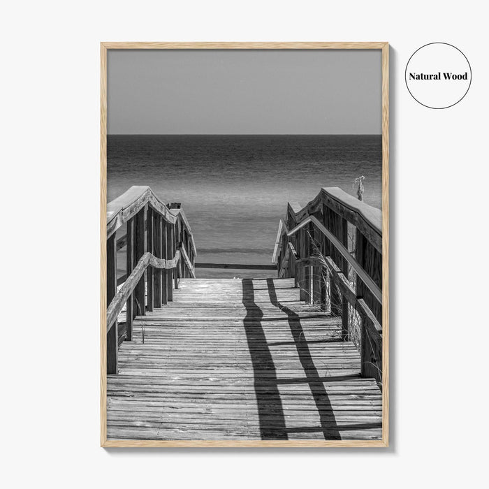 Pensacola Beach Black and White Fine Art Photo Print, Boardwalk Florida Poster