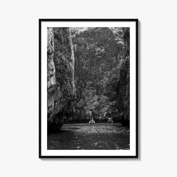 Phi Phi Islands Black and White Fine Art Photo Print, Krabi Longtail Boat Poster