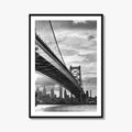 Philadelphia Skyline Black and White Fine Art Photo Print, Ben Franklin Bridge Poster