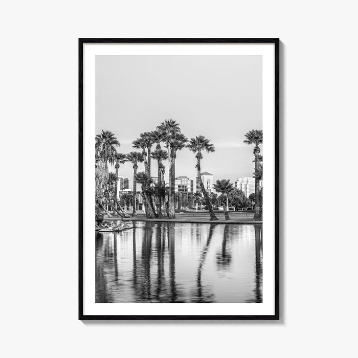 Phoenix Skyline Black and White Fine Art Photo Print, Encanto Park Arizona Poster