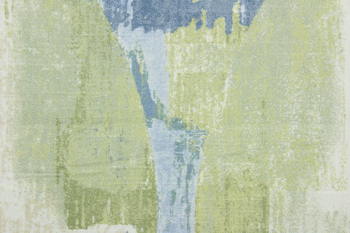 Jax is a multi use fabric featuring a contemporary abstract pattern with a soil and stain repellant finish.  It can be used for several different statement projects including window accents (drapery, curtains and swags), decorative pillows, hand bags, bed skirts, duvet covers, upholstery and craft projects.  It has a soft workable feel yet is stable and has a durability rating of 50,000 heavy duty double rubs.  Colors included are spa green, dusty blue, sky blue, ivory and antique white.