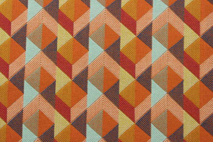 multipurpose tapestry fabric boasts a woven geometric design in shades of orange, purple, red, cream, and aqua. Crafted for durability with 51,000 double rubs, this fabric is perfect for a variety of projects.<span class="TextRun SCXW6698513 BCX8" lang="EN-US" data-contrast="auto" xml:lang="EN-US"><span class="NormalTextRun SCXW6698513 BCX8">&nbsp;</span></span>