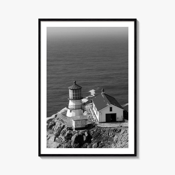 Point Reyes Lighthouse Black and White Fine Art Photo Print, California Coast Poster