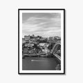 Porto Skyline Black and White Fine Art Photo Print, Douro River Portugal Poster