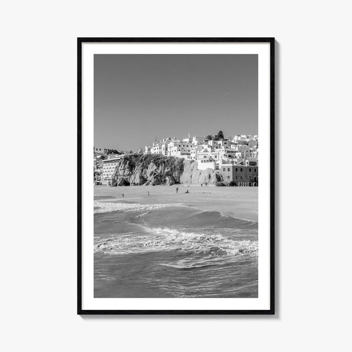 Albufeira Black and White Fine Art Photo Print, Algarve Portugal, Beach Wall Decor Poster