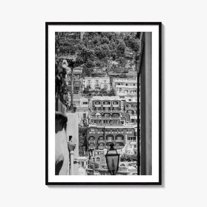 Positano Black and White Fine Art Photo Print, Amalfi Coast Italy Poster, Panoramic Sea