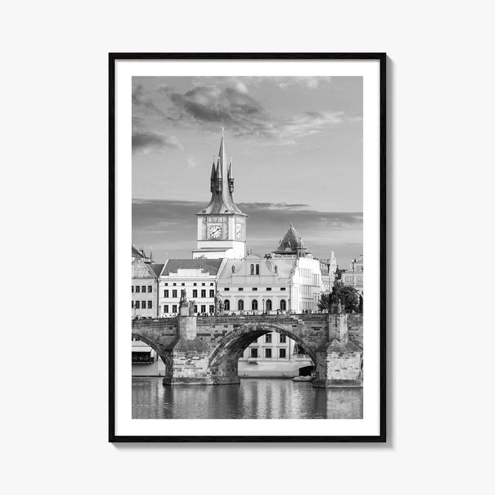 Prague Black and White Fine Art Photo Print, Charles Bridge, Czech Republic, Praha, Poster
