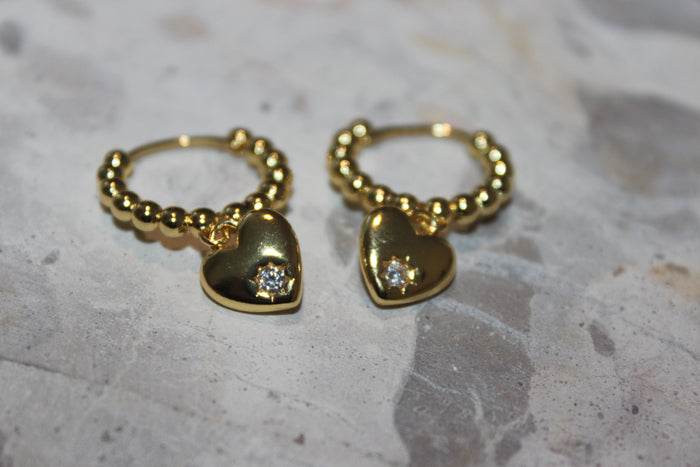 Puff Heart Drop Huggie Earrings