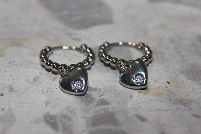 Puff Heart Drop Huggie Earrings