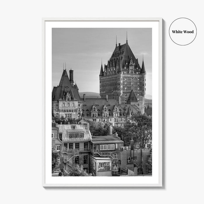 Quebec City Black and White Fine Art Photo Print, Chateau Frontenac Canada Poster