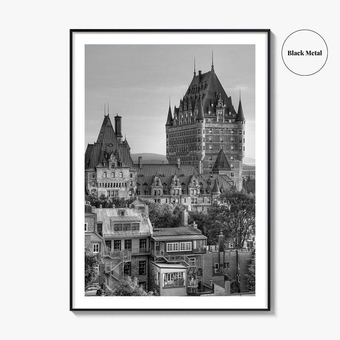 Quebec City Black and White Fine Art Photo Print, Chateau Frontenac Canada Poster