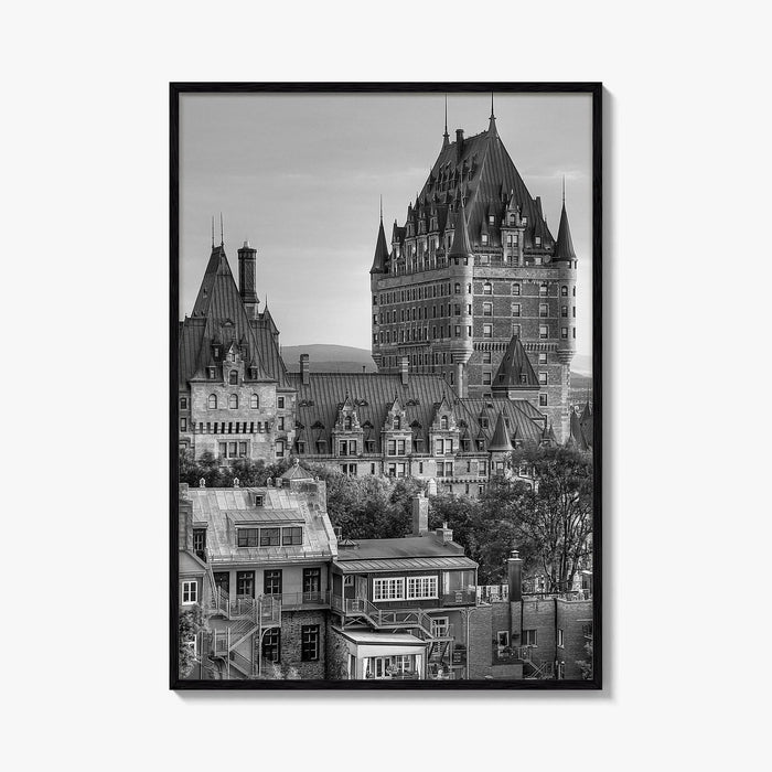 Quebec City Black and White Fine Art Photo Print, Chateau Frontenac Canada Poster